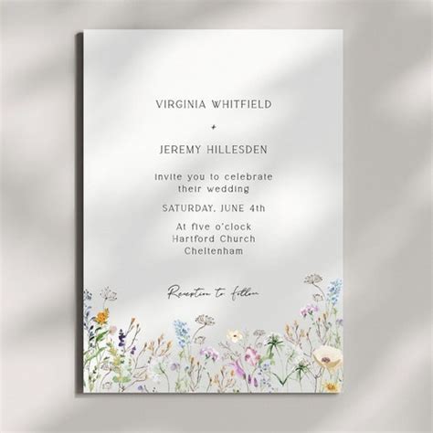 Wildflowers Wedding Invitation Set Template Download Wedding Etsy