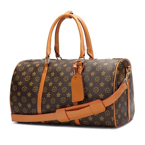 Twenty Four Checkered Weekender Bags Leather Travel Duffel Shoulder Bag