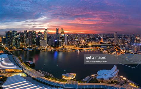 Sunset From The Marina Bay Sands Singapore High Res Stock Photo Getty
