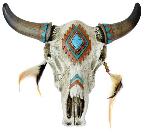 Southwest Skull With Feathers Wall Décor Deer Skull Art Painted Cow