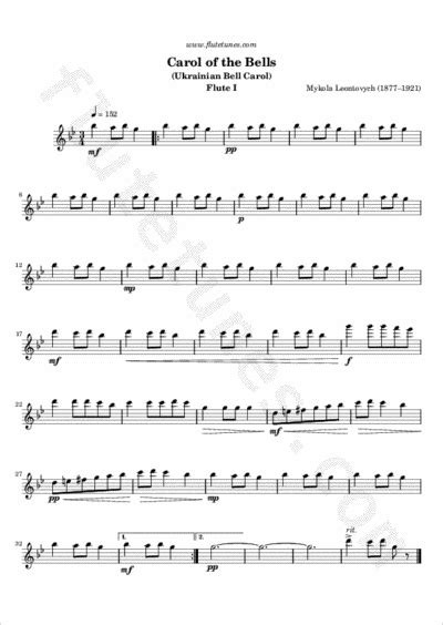 Christmas christmas flute sheet music carol of the bells. Carol of the Bells (M. Leontovych) - Free Flute Sheet Music | flutetunes.com