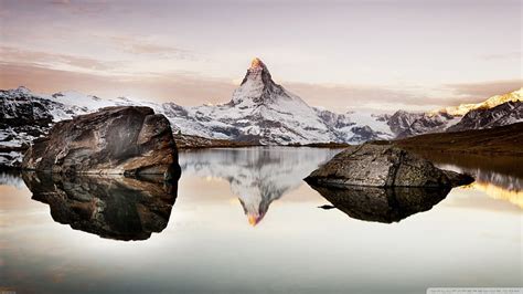 Matterhorn Reflected In An Alpine Lake Rocks Mounatain Reflection