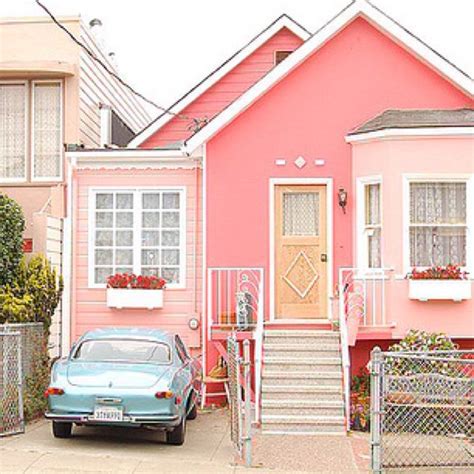 Pink Pink Houses Cute House House Exterior