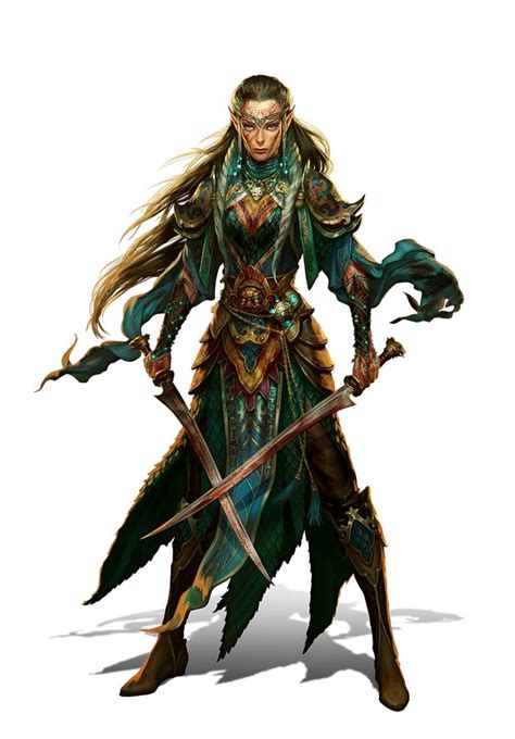 female elf dual sword ranger or slayer pathfinder pfrpg dnd dandd d20 fantasy wood elf elf