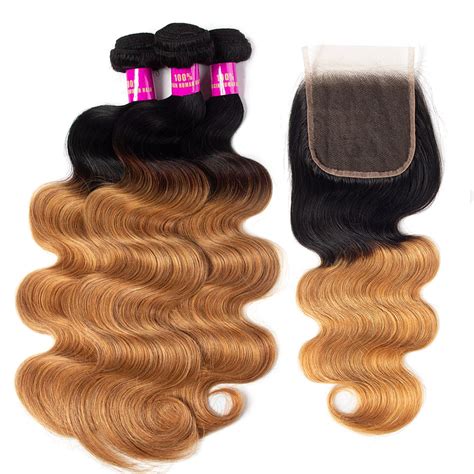 Brazilian T B Body Wave Hair Bundles With Lace Closure Recool Hair