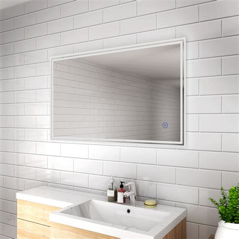 1000x600mm Frameless Led Illuminated Bathroom Mirror Ip44 Demister Touch Switch Ebay