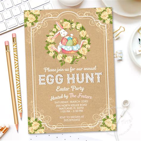Egg Hunt Invitation Printable And Personalized Easter Egg Etsy