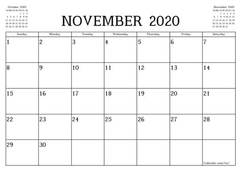 Calendar 11 2020 L A4 7calendar