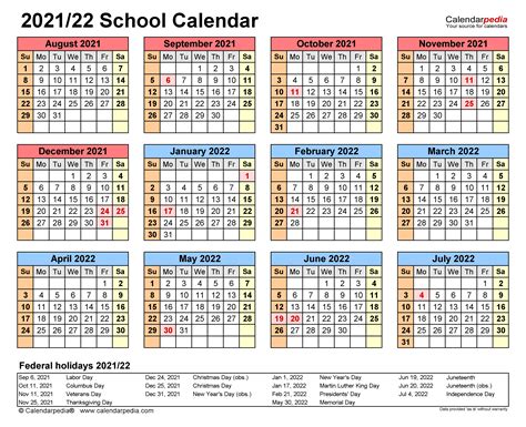 School Calendars 2021 2022 Free Printable Word Templates Aria Art