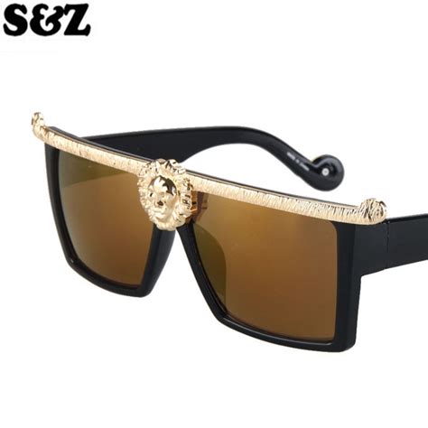 Luxury Fashion Brand Unisex Oversize Sunglasses Big Square Lion Head