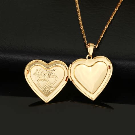 Free delivery and returns on ebay plus items for plus members. 18K Real Gold Necklace Women Jewelry Free Shipping Locket Romantic Heart Necklaces Pendants Can ...
