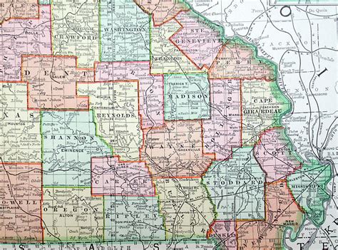 C 1898 Rand Mcnally And Co Large Map Of Missouri M 14472 6000