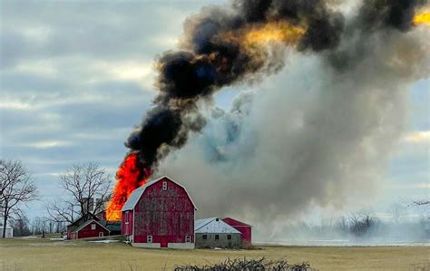 Firefighters Battle Massive Barn Fire