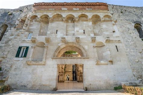 Stone Facade Of Golden Gate Entrance To Diocletian Palace In Split