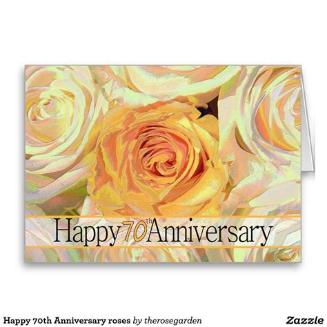 Happy 70th Anniversary Roses Large Greeting Card Happy 50th
