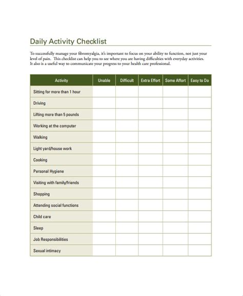 Editable Daily Checklist Template
