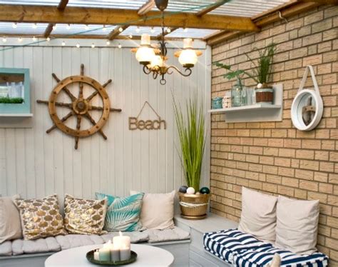 We designed our patio very simply and affordably with only one goal in mind: Nautical Beach Patio Makeover | Before and After Pictures ...