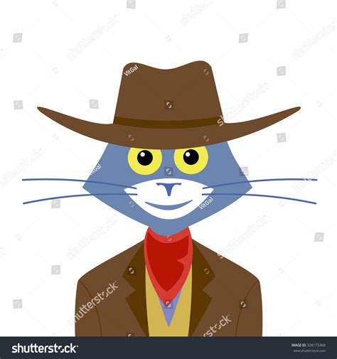 Cat In A Cowboy Outfit With Hat Stock Vector 328173368