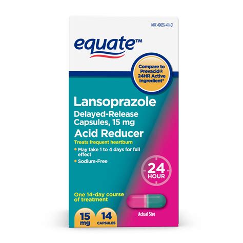 Equate Lansoprazole Delayed Release Capsules 15 Mg Treats Frequent