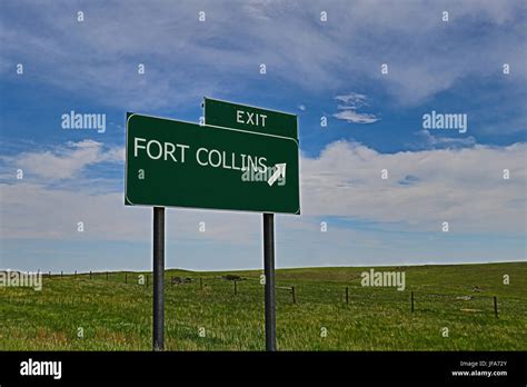 Us Highway Exit Sign For Fort Collins Stock Photo Alamy