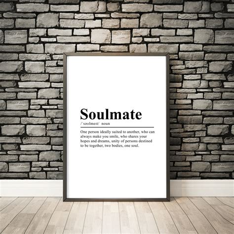Soulmate Definition Print Soulmate Definition Poster Soulmate Etsy
