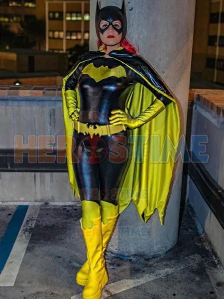 New 52 Batgirl Female Superhero Costume Shiny Metallic Black And Yellow