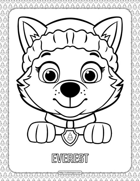 Paw Patrol Cartoon Everest Head Coloring Page High Quality Free