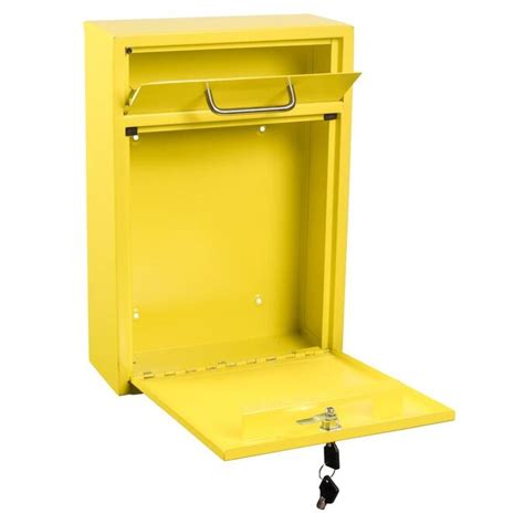 Adiroffice Standard Metal Yellow Wall Mount Locking Mailbox In The