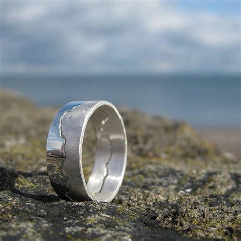 Personalised Solid Sterling Silver Mens Coastline Map Ring