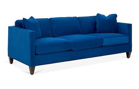 Learn how to decorate with colorful sofas in bright shades for your living room. Cecilia Sofa, Royal Blue Velvet $1,395.00 | Blue velvet ...