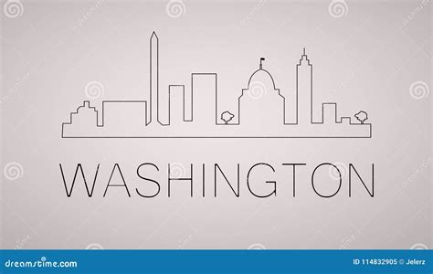 Washington Dc City Skyline Black And White Silhouette Vector