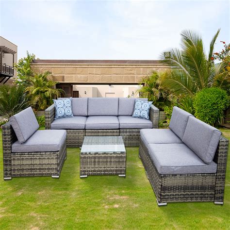 7 Pieces Modular Outdoor Patio Furniture Set Clearance Sale Steel