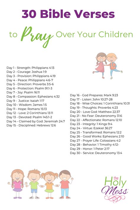30 Days Of Bible Verses To Pray Over Your Children Printable The Holy