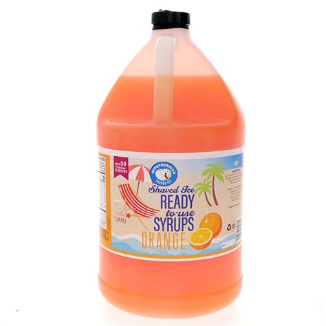 Orange Ready To Use Shaved Ice Or Snow Cone Syrup Gallon