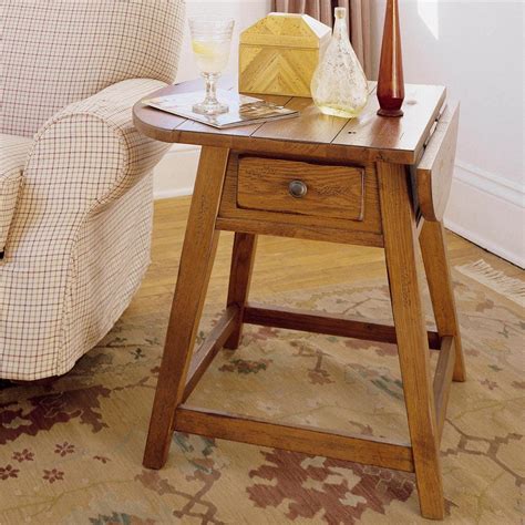 Broyhill furniture attic heirlooms natural oak stain sofa table, source: Broyhill Furniture Attic Heirlooms Splay Leg End Table with 1 Drawer and Drop Leaf Top | Find ...