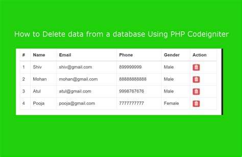 How To Delete Data From A Database Using Php Codeigniter Thephpconcept
