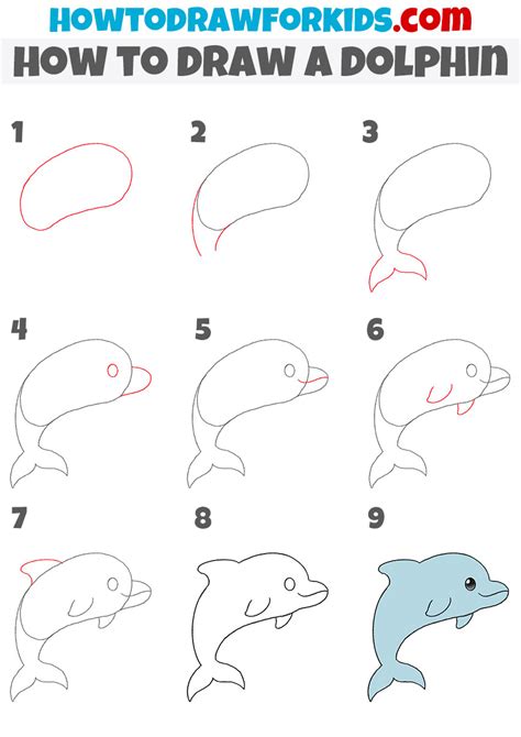 How To Draw A Dolphin Easy Drawing Tutorial For Kids