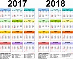 2017-2018 Two Year Calendar - Free Printable Microsoft Word Templates