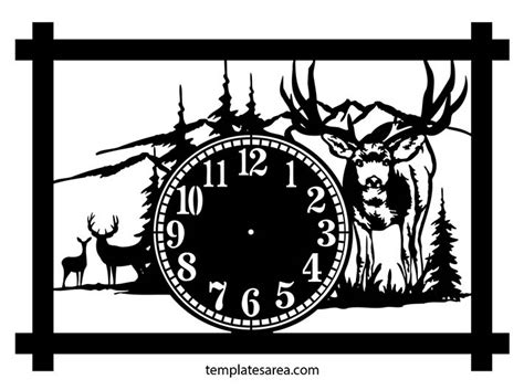 Free Deer Themed Dxf Wall Clock Laser Cut Design