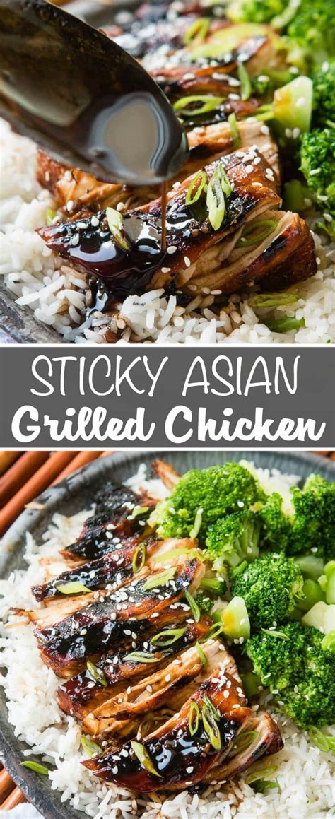 sticky asian grilled chicken breasts [ video] oh sweet basil