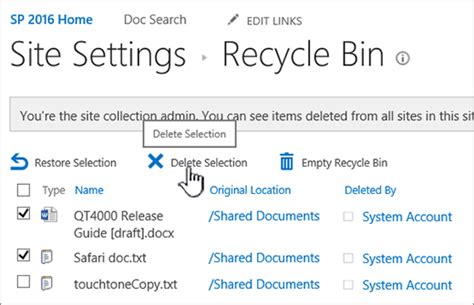 Delete Items Or Empty The Recycle Bin Of A Sharepoint Site Microsoft