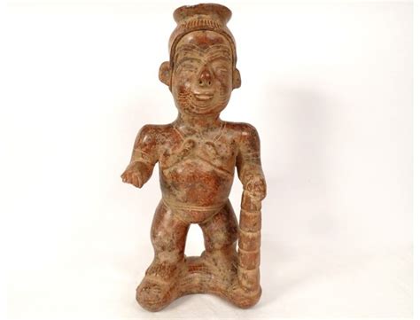 Fragment Pre Columbian Sculpture Man Head Tumaco La Tolita Terracotta