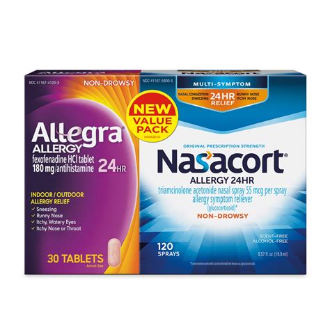 allegra adult 24hr 30 ct nasacort spray 120 sprays value pack