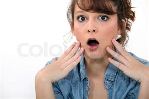 Girl Gaping In Surprise Stock Image Colourbox