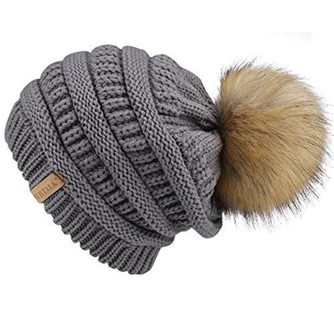 Furtalk Womens Slouchy Winter Knit Beanie Hats Chunky Hat Bobble Hat