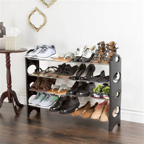 Shoe Rack Stackable Storage Bench Closet Bathroom Kitchen Entry