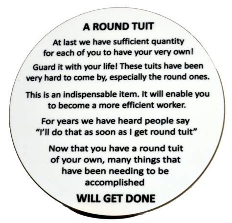 A Round Tuit Coaster The Funky T Shop