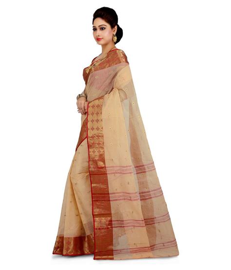 Wooden Tant Brown And Beige Cotton Saree Buy Wooden Tant Brown And