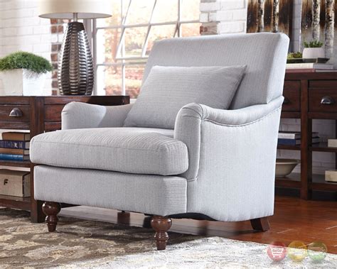The most common feature for gray dining chairs is upholstered. Soft Grey Accent Chair With Saddle Arms And Turned Legs
