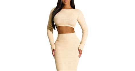 Naked Wardrobe Stripe Knit Crop Top In Natural Lyst